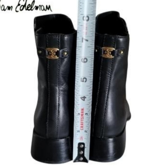 Sam Edelman THATCHER Black Leather Ankle Boot Dress Square Toe Heel Shoe Women 9 - Picture 11 of 12